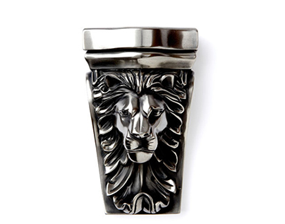 Silver-finish cup featuring a lion relief